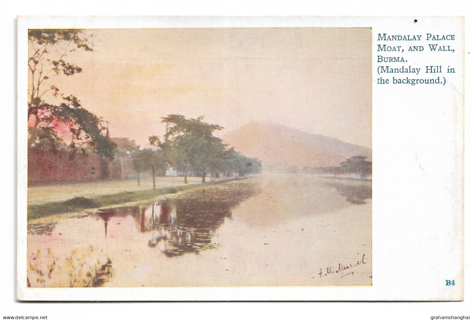 Postcard Myanmar Burma Mandalay Palace Moat & Wall Mandalay Hill In Background Unposted - Myanmar (Burma)