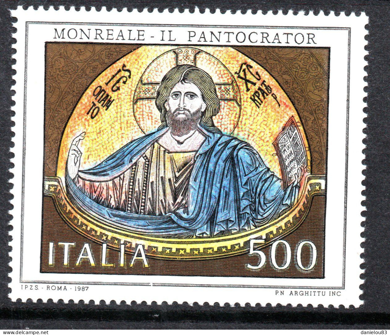 Timbre ITALIE “un Christ Pantocrator Dans L’église De Monreale"  -  N° Yvert 1761 Neuf**  Année 1987 - 1981-90:  Nuevos