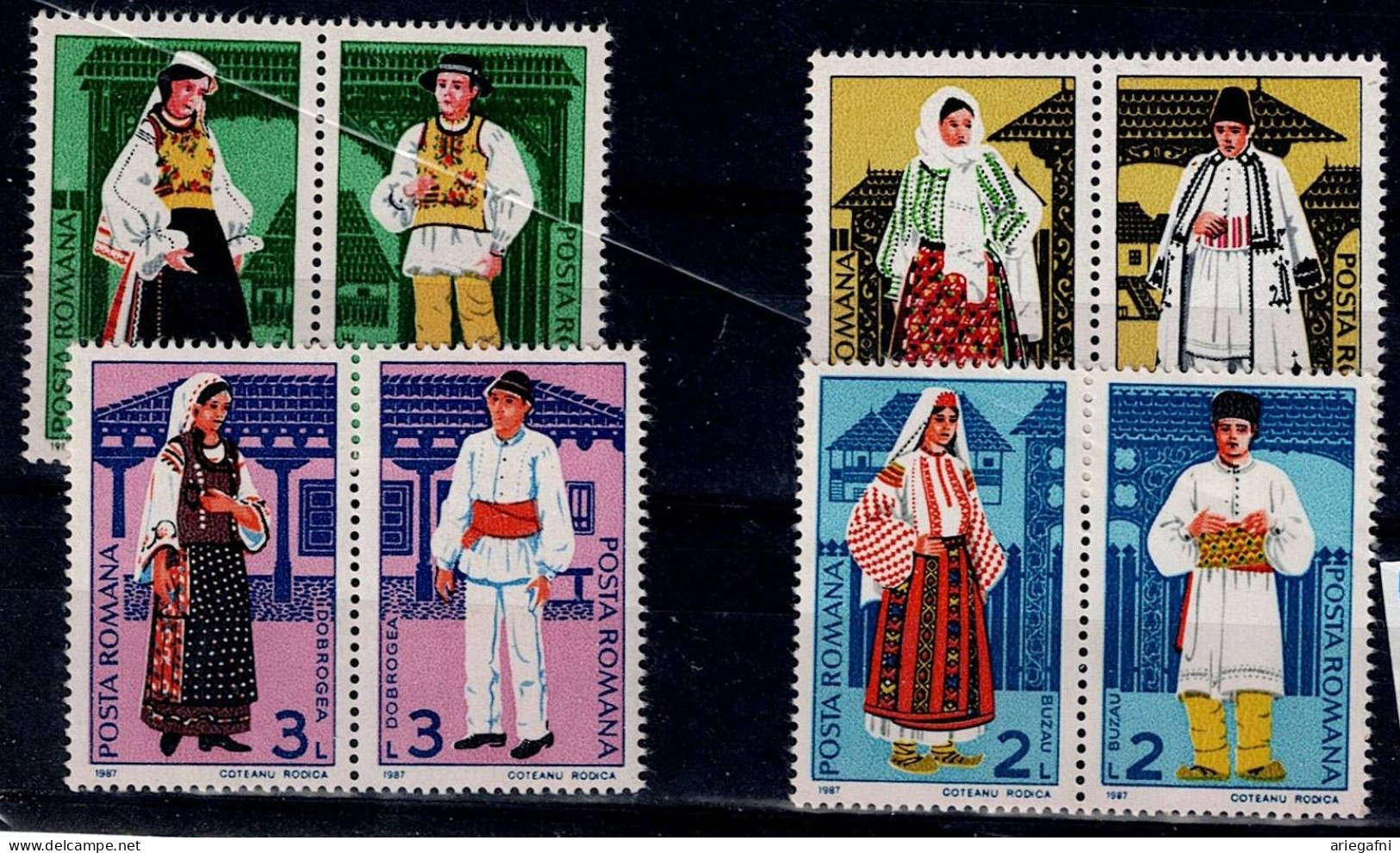 ROMANIA 1987 FOLK COSTUMES MI No 4398-405 MNH VF!! - Unused Stamps