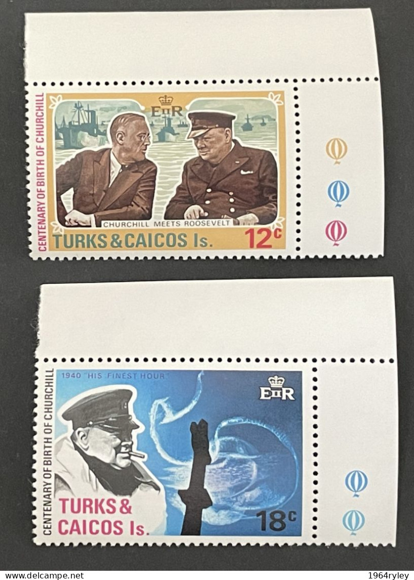 TURKS - MNH** -  1974 CHURCHILL CENTENARY - # 430/431 - Turks & Caicos (I. Turques Et Caïques)