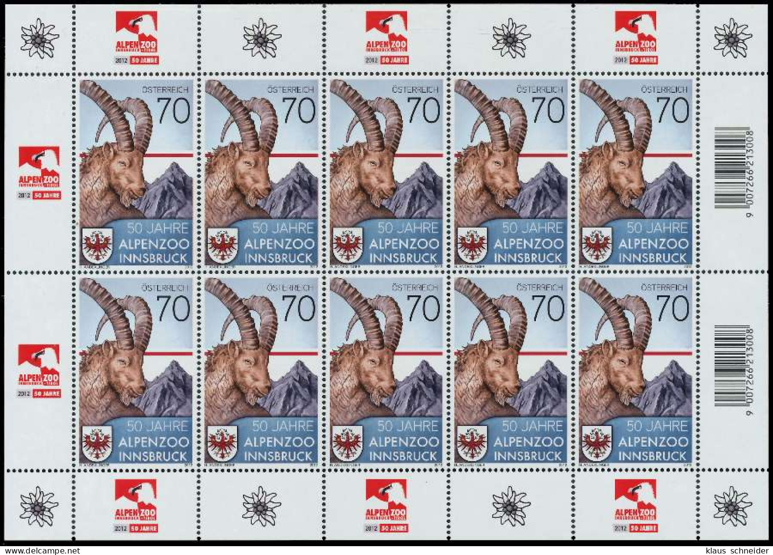 ÖSTERREICH BLOCK KLEINBOGEN Nr 3019 Postfrisch KLEINBG X213316 - Blocchi & Fogli