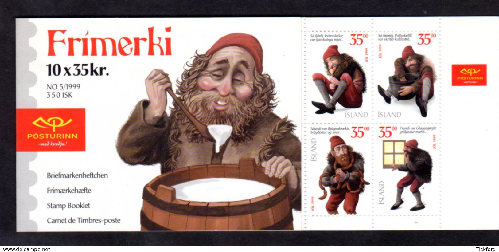 ISLANDE 1999 - Carnet Yvert C877B - Booklet - Facit H47 - NEUF** MNH - Noël, Les Bonshommes De Noël Islandais - Markenheftchen