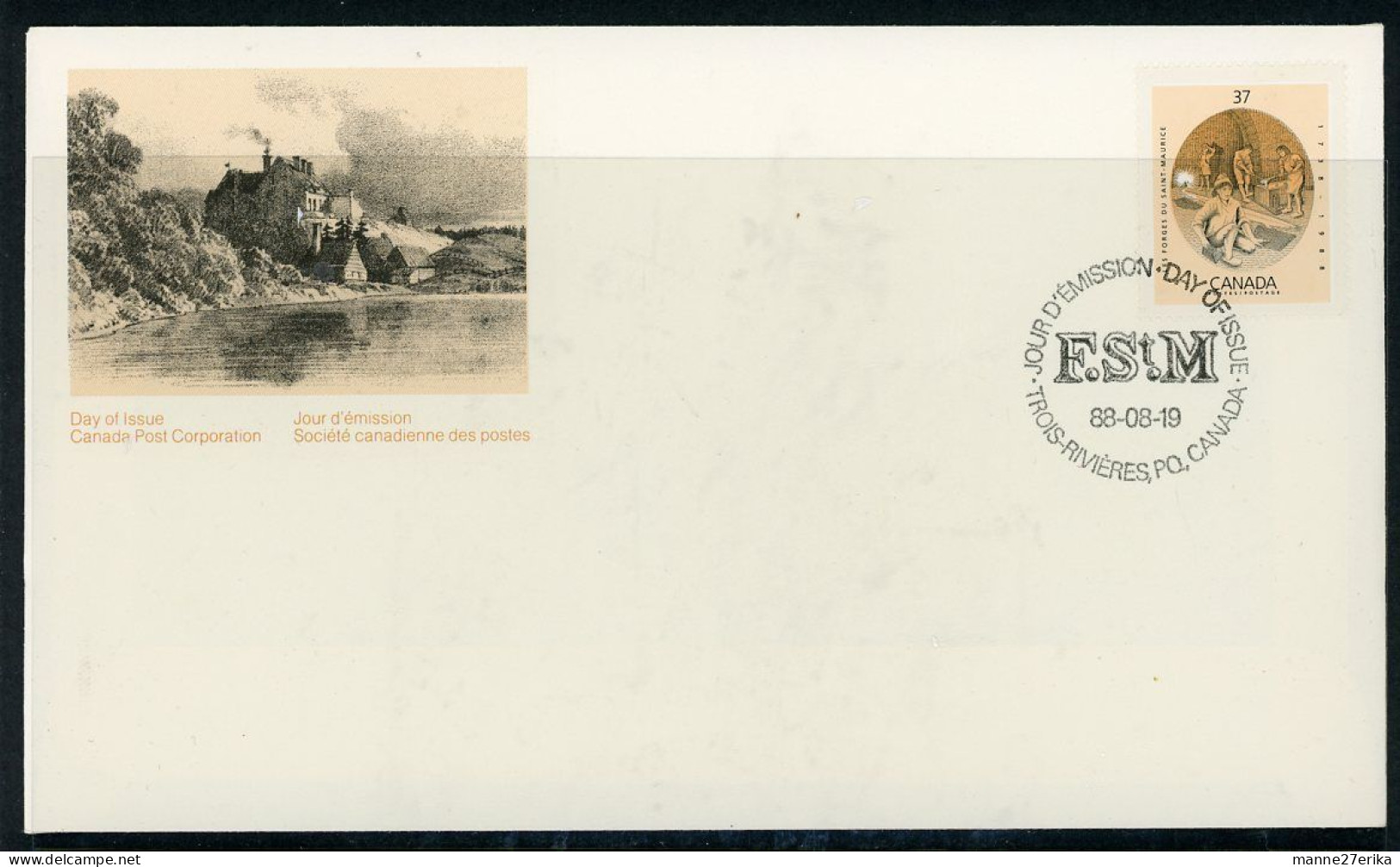 Canada FDC 1988 Ironworks Blast Furnace - Briefe U. Dokumente