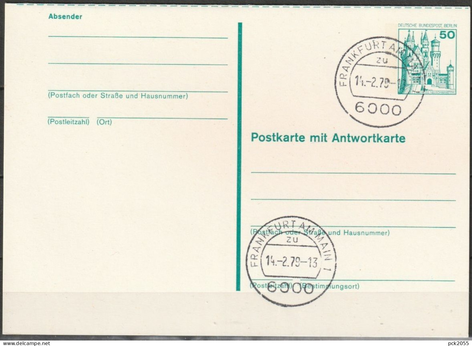 Berlin Ganzsache 1979 Mi.-Nr. P112 Tagesstempel FRANKFURT 14.2.79  ( PK 546 ) - Postkaarten - Gebruikt