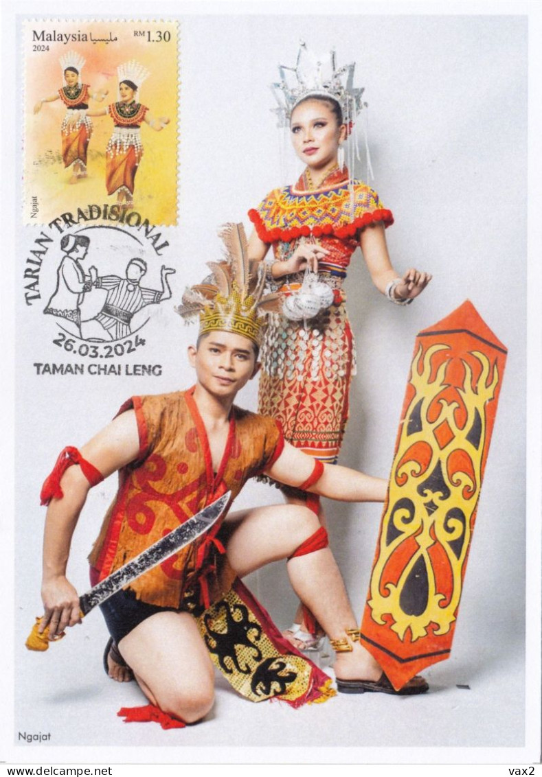 Malaysia 2024-3 Traditional Dance Maximum Card Maxicard Costume Chinese Indian Dragon Zodiac Unusual - Malesia (1964-...)