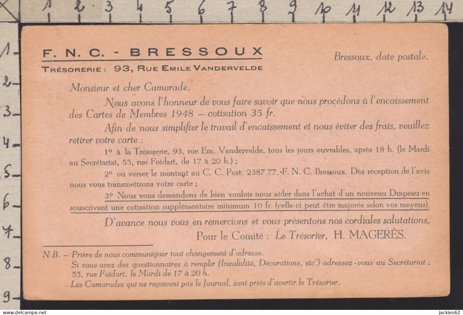 129115/ F.N.C. BRESSOUX, Appel Aux Cotisations 1948 - Advertising