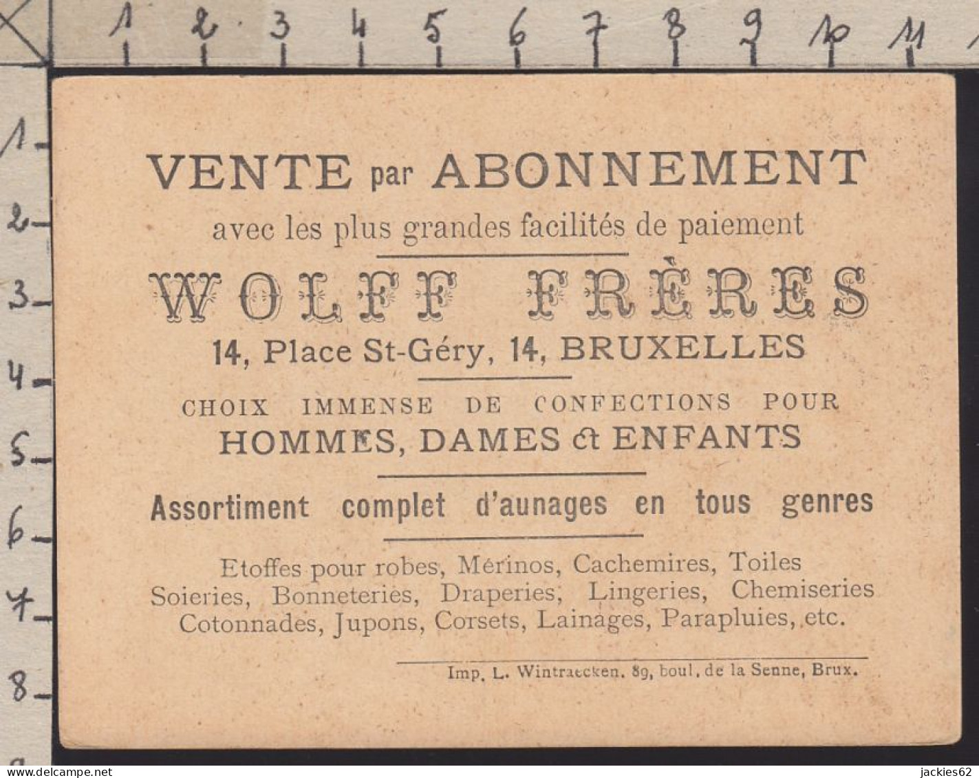 129119/ WOLFF FRERES, Confection Et Aunage, Bruxelles - Publicidad