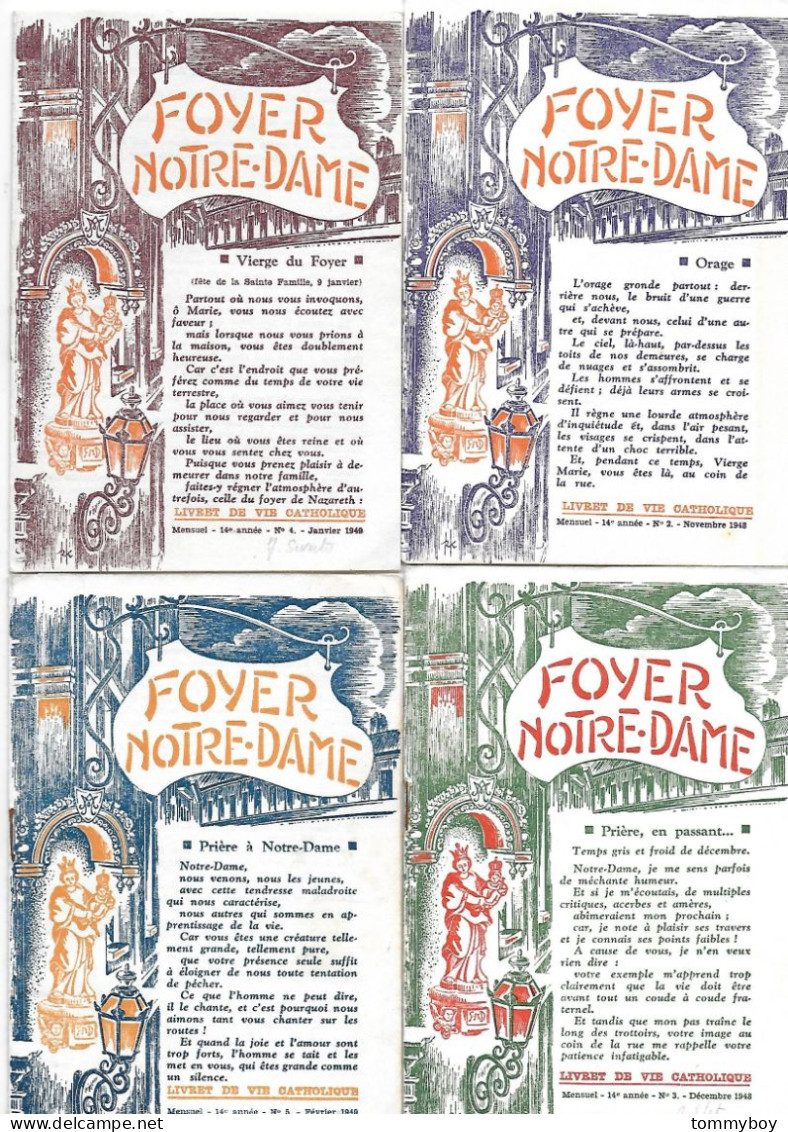 8 Editions Of Foyer Notre-Dame (Livret De Vie Catholique), 1949, Bruxelles - Religion & Esotericism