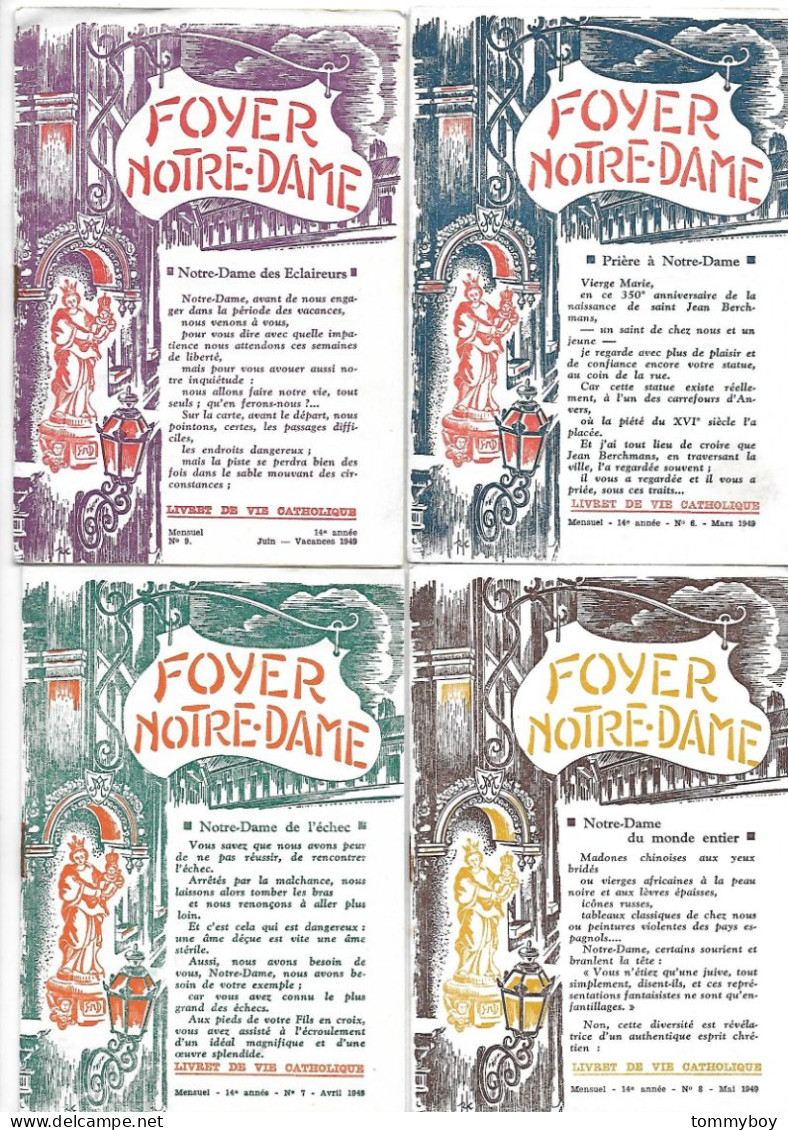 8 Editions Of Foyer Notre-Dame (Livret De Vie Catholique), 1949, Bruxelles - Religion & Esotérisme