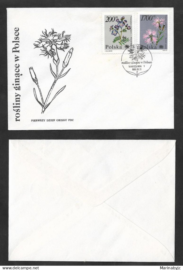 SE)1990 POLAND, FLORA SERIES, PROTECTED PLANTS AND FLOWERS FROM THE GARDENS OF THE UNIVERSITY OF WARSAW, FDC - Used Stamps