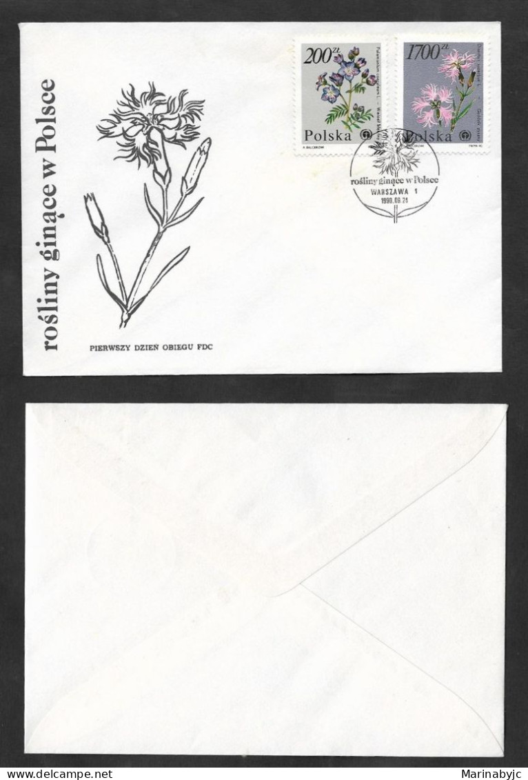 SE)1990 POLAND, FLORA SERIES, PROTECTED PLANTS AND FLOWERS FROM THE GARDENS OF THE UNIVERSITY OF WARSAW, FDC - Gebruikt