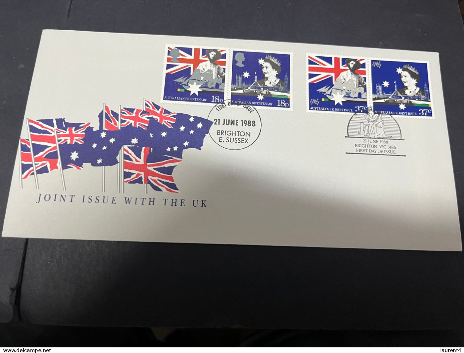 27-3-2024 (4 Y 12) Australia - UK  - 1988 Bicentennial  - Joint Issue (2 Covers) - Gemeinschaftsausgaben