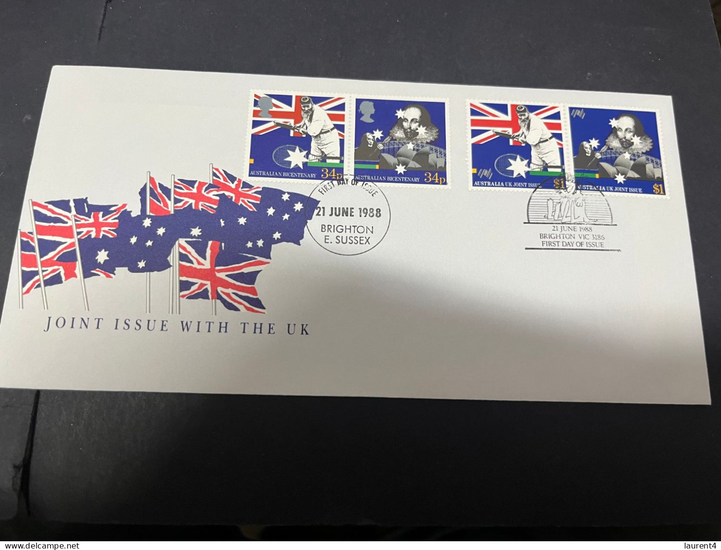 27-3-2024 (4 Y 12) Australia - UK  - 1988 Bicentennial  - Joint Issue (2 Covers) - Gezamelijke Uitgaven