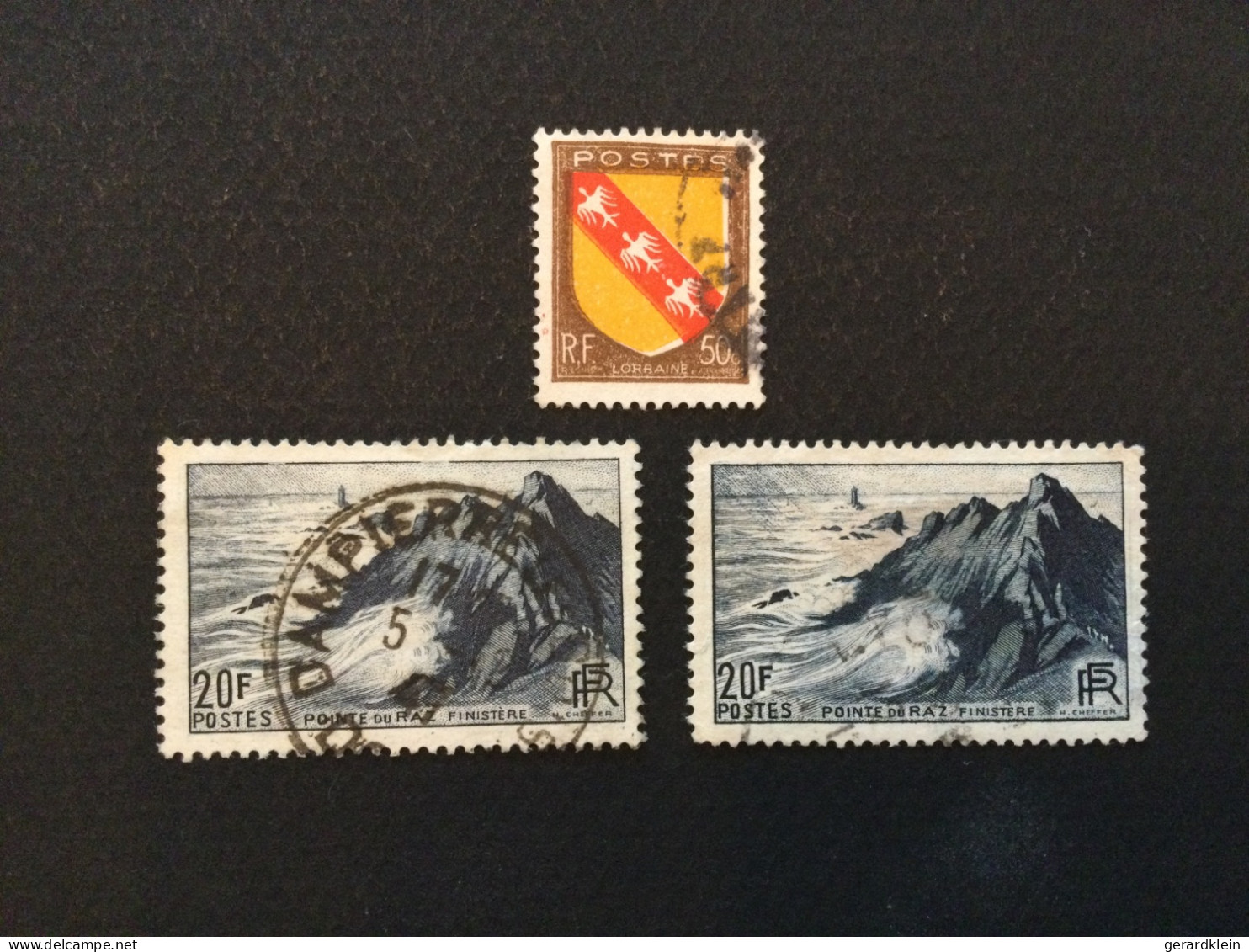 Num. 757 (50c) Armoiriesde Lorraine Et 764 (20Fr) Pointé Du Raz - Gebraucht