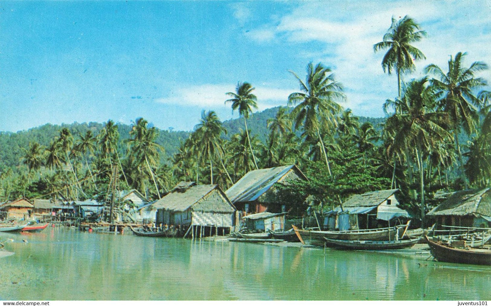 CPSM Malaysia-A Peaceful Scene At A Fishing Village-Penang       L2788 - Malasia