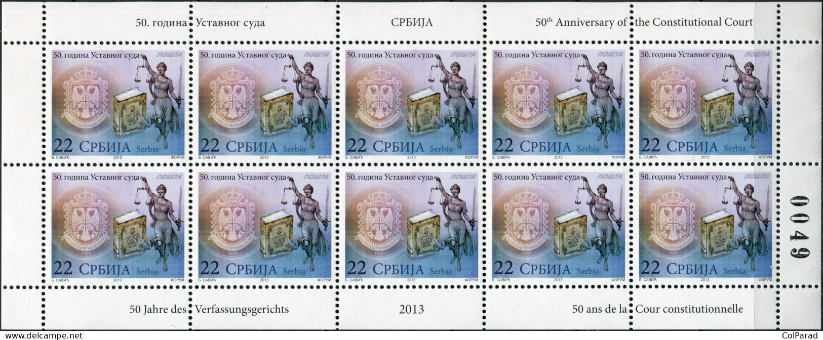 SERBIA - 2013 - MINIATURE SHEET MNH ** - 50th Ann Of Constitution Court - Serbie