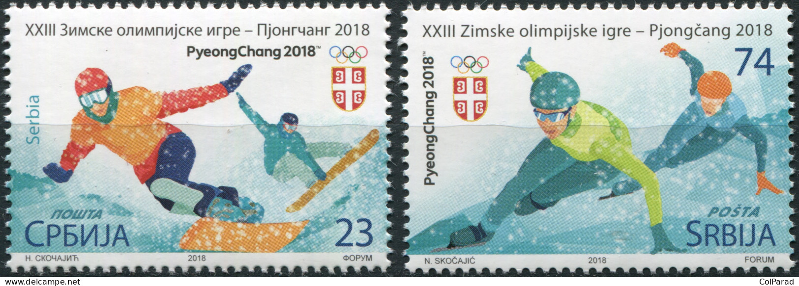 SERBIA - 2018 - SET OF 2 STAMPS MNH ** - Winter Olympics, South Korea - Serbia