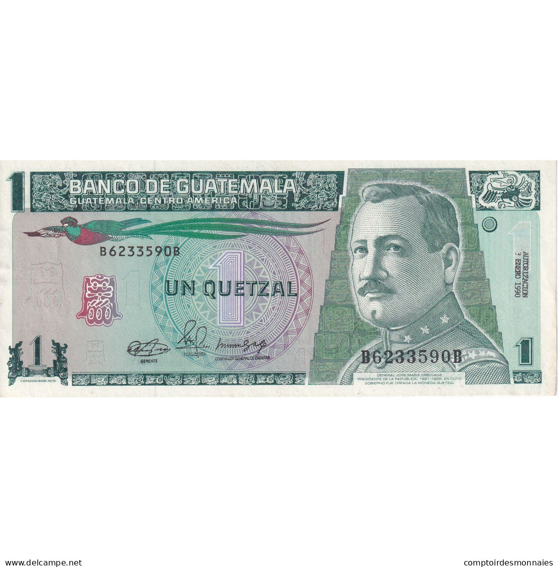 Billet, Guatemala, 1 Quetzal, 1990, 1990-01-03, SPL - Guatemala