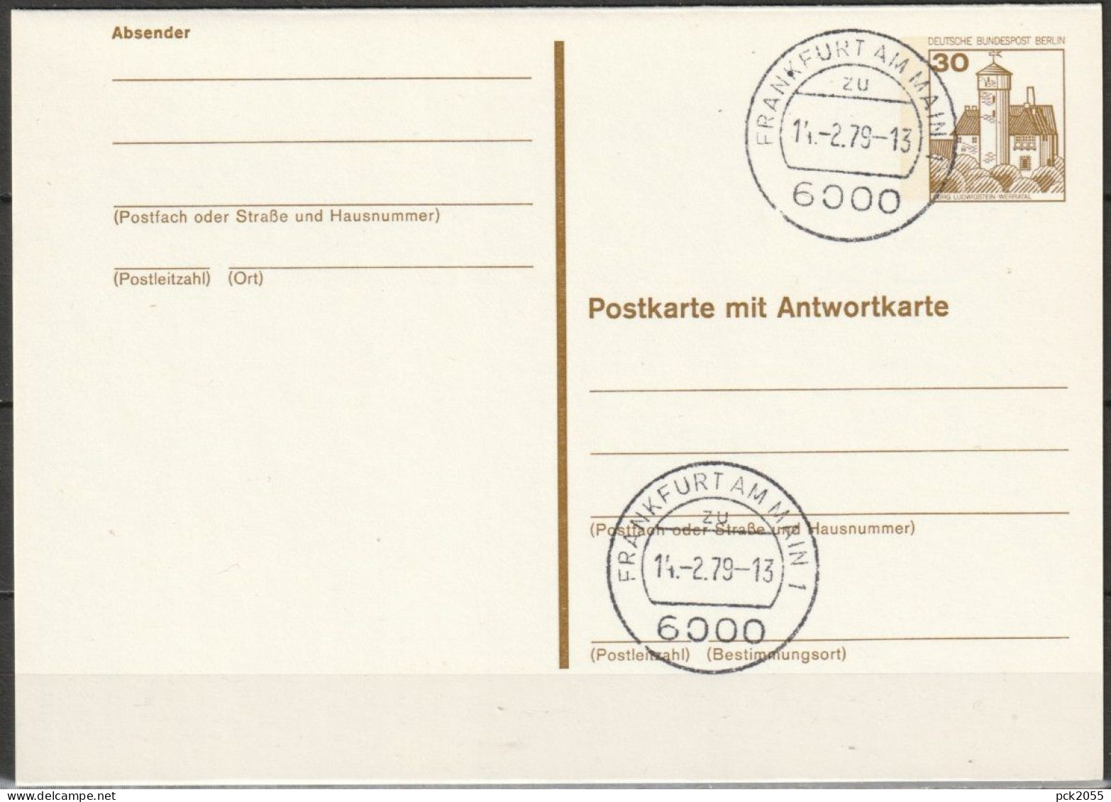 Berlin Ganzsache 1979 Mi.-Nr. P111  Tagesstempel FRANKFURT 14.2.79  ( PK 576 ) - Postkarten - Gebraucht