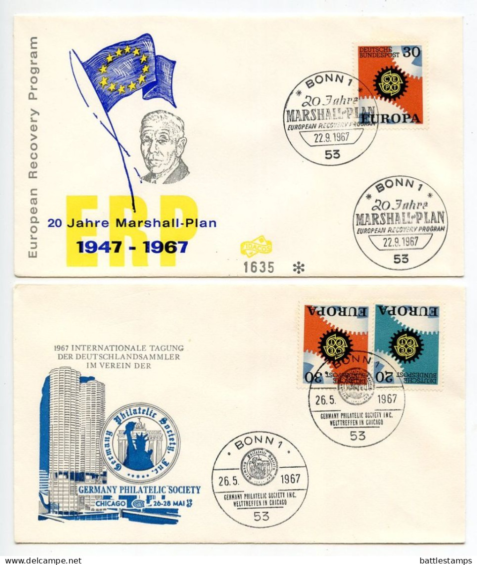 Germany, West 1967 4 FDCs Scott 969-970 Europa - 1961-1970