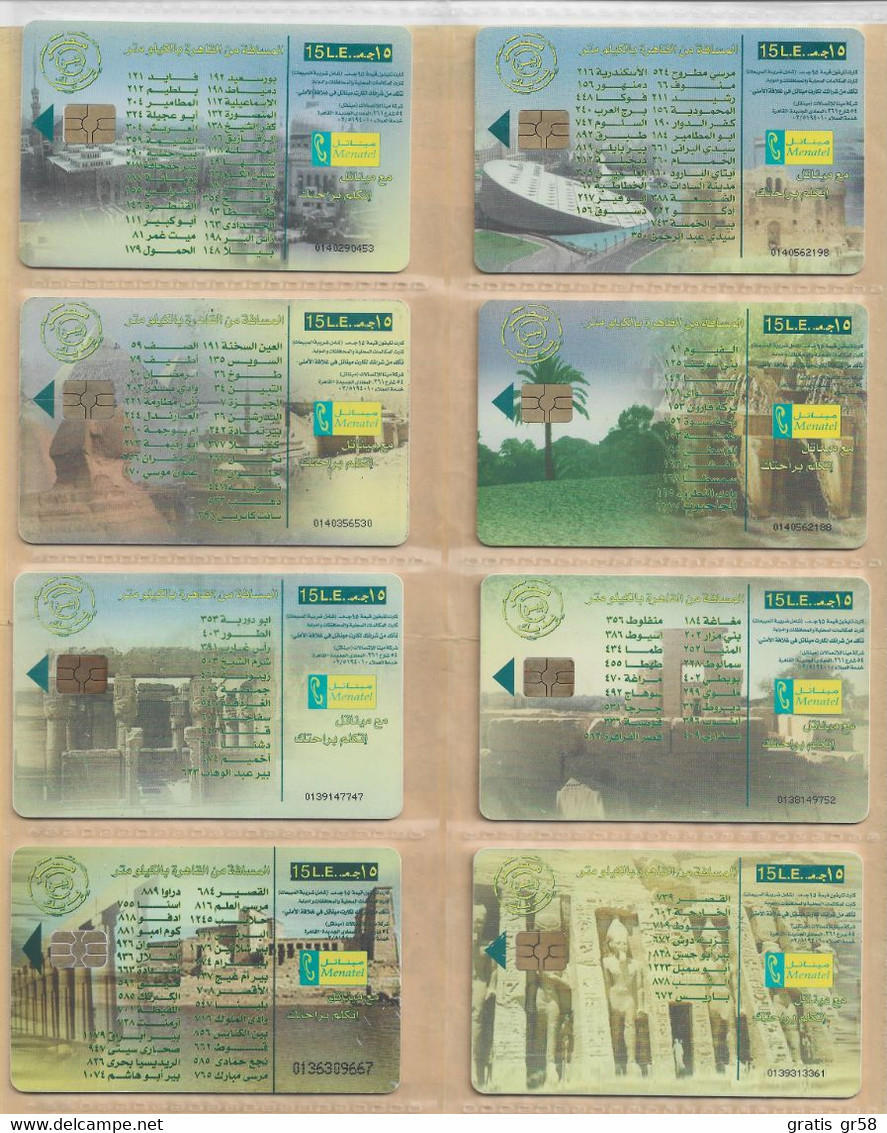 Egypt - Menatel, Map Of Egypt, Puzzle Of 8 Phonecards, 2003, Used - Egypt