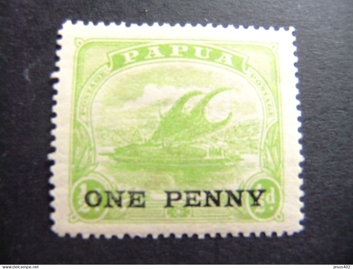 52 PAPUA NEW GUINEA PAPOUSIE 1918 / LAKATOI EN EL RIO MAMBARA ( ONE PENNY ) YVERT 69 MH - Papua New Guinea