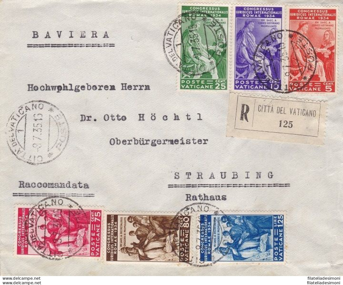 1935 Vaticano,  N. 41/46, Giuridico Serie Completa Su Lettera - FDC