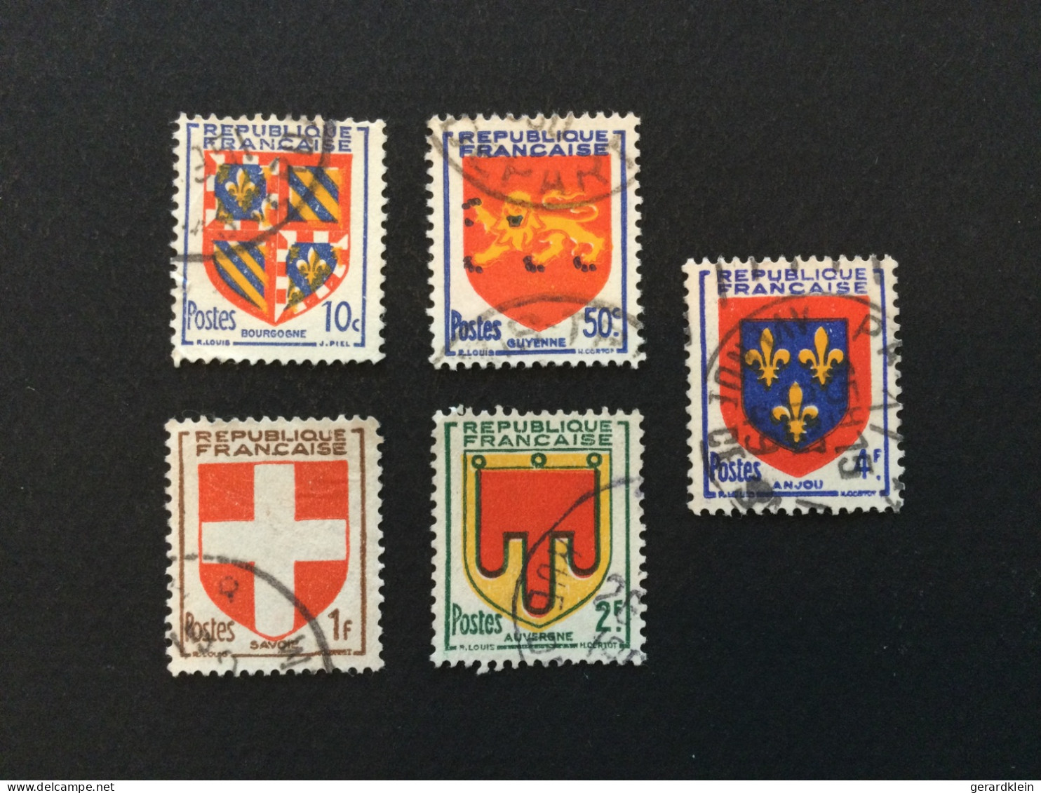 Num. 834(10c)Bourgogne - 835(50c)Guyenne - 836(1Fr)Savoie - 837(2Fr)Auvergne Et 838(4Fr)Anjou - Used Stamps