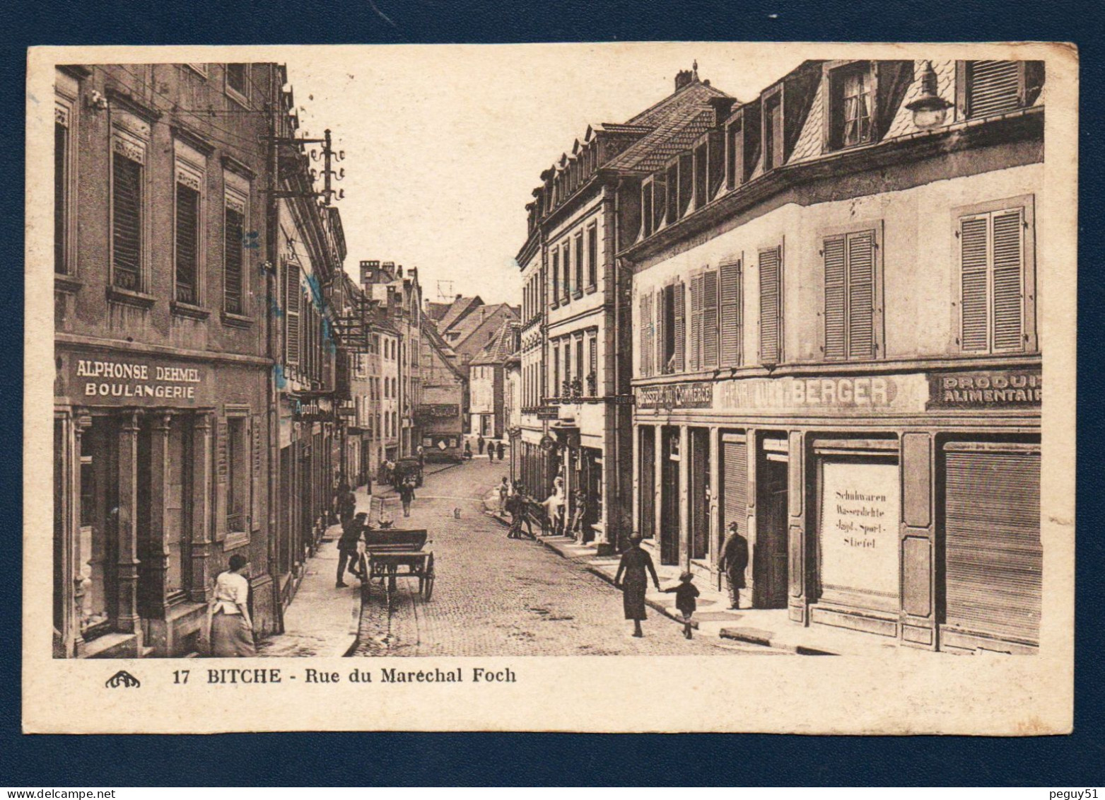 57. Bitche. Rue Du Maréchal Foch. Boulangerie Alphonse Dehmel. Brasserie Du Commerce. Chaussures Henri Auer-Berger. 1933 - Bitche