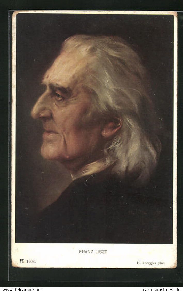 AK Portrait Franz Liszt Als Alter Mann Im Profil Mit Langem Haar  - Entertainers
