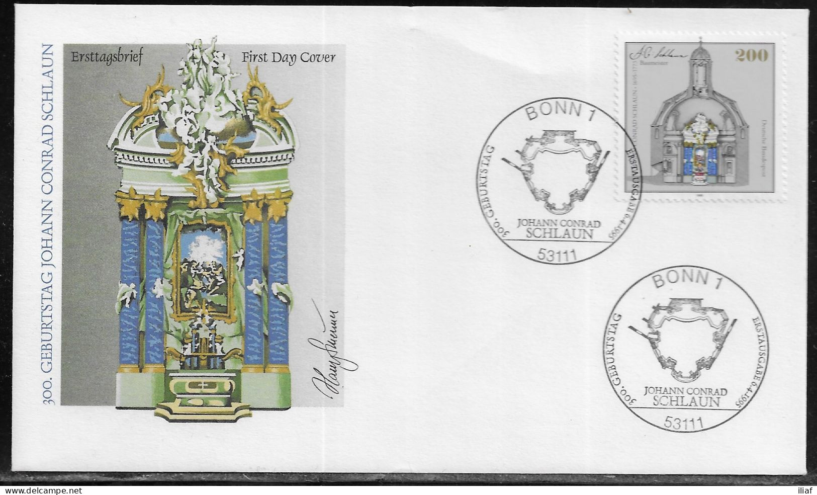 Germany. FDC Mi. 1787.  300th Birth Anniversary Of Johann Conrad Schlaun (1695-1773). St. Clement's Church, Münster - 1991-2000