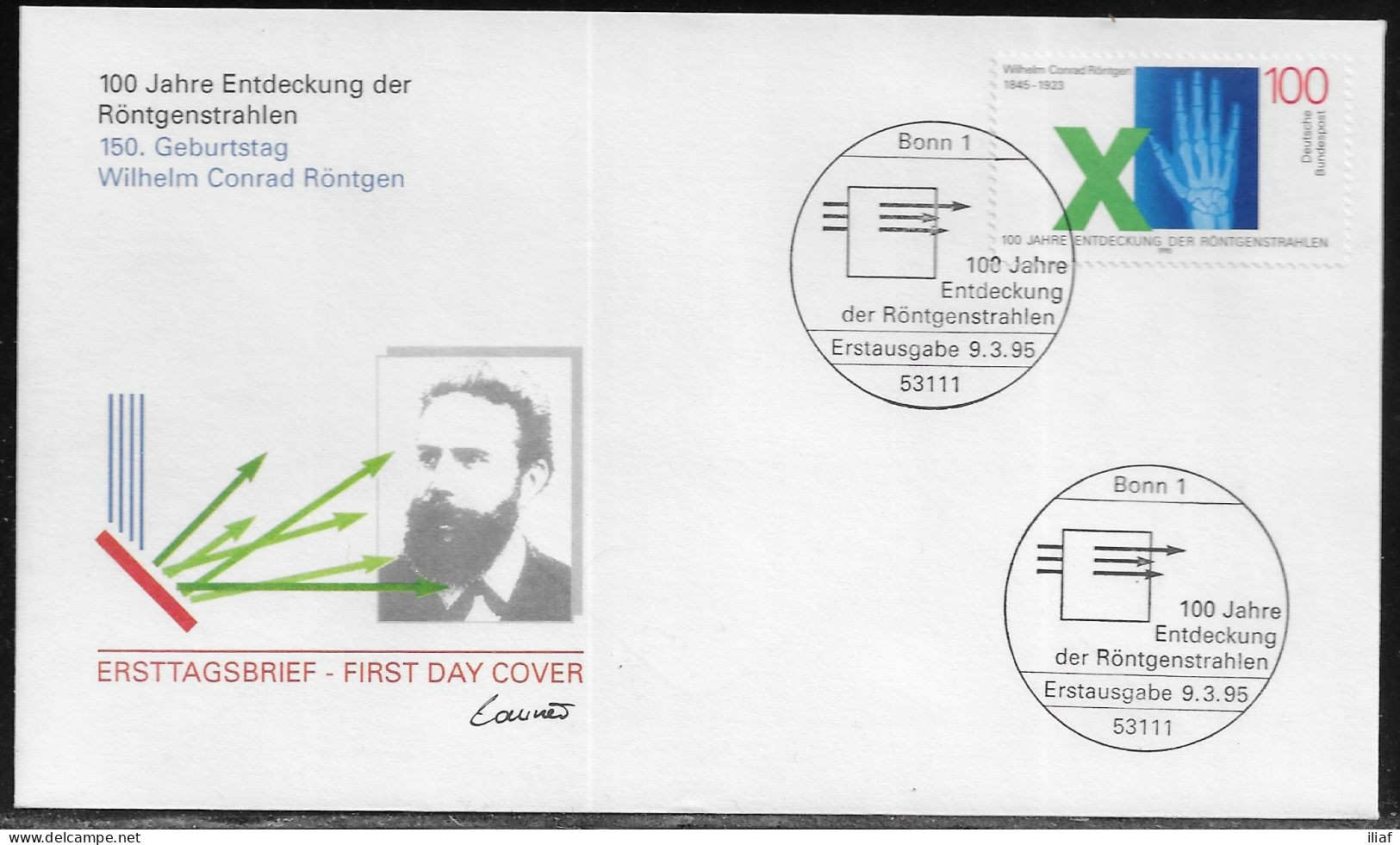Germany. FDC Mi. 1784.  Centenary Of Discovery Of X-rays And Commemorates The 150th Birth Anniversary Of Wilhelm Röntgen - 1991-2000