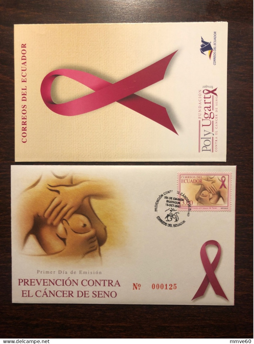 ECUADOR FDC COVER 2007 YEAR BREAST CANCER HEALTH MEDICINE STAMPS - Ecuador
