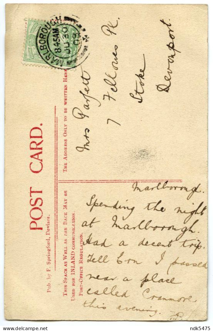 DEVIZES : CANAL LOCKS / MARLBOROUGH POSTMARK / DEVONPORT, STOKE, FELLOWES PLACE (PARFETT) - Autres & Non Classés