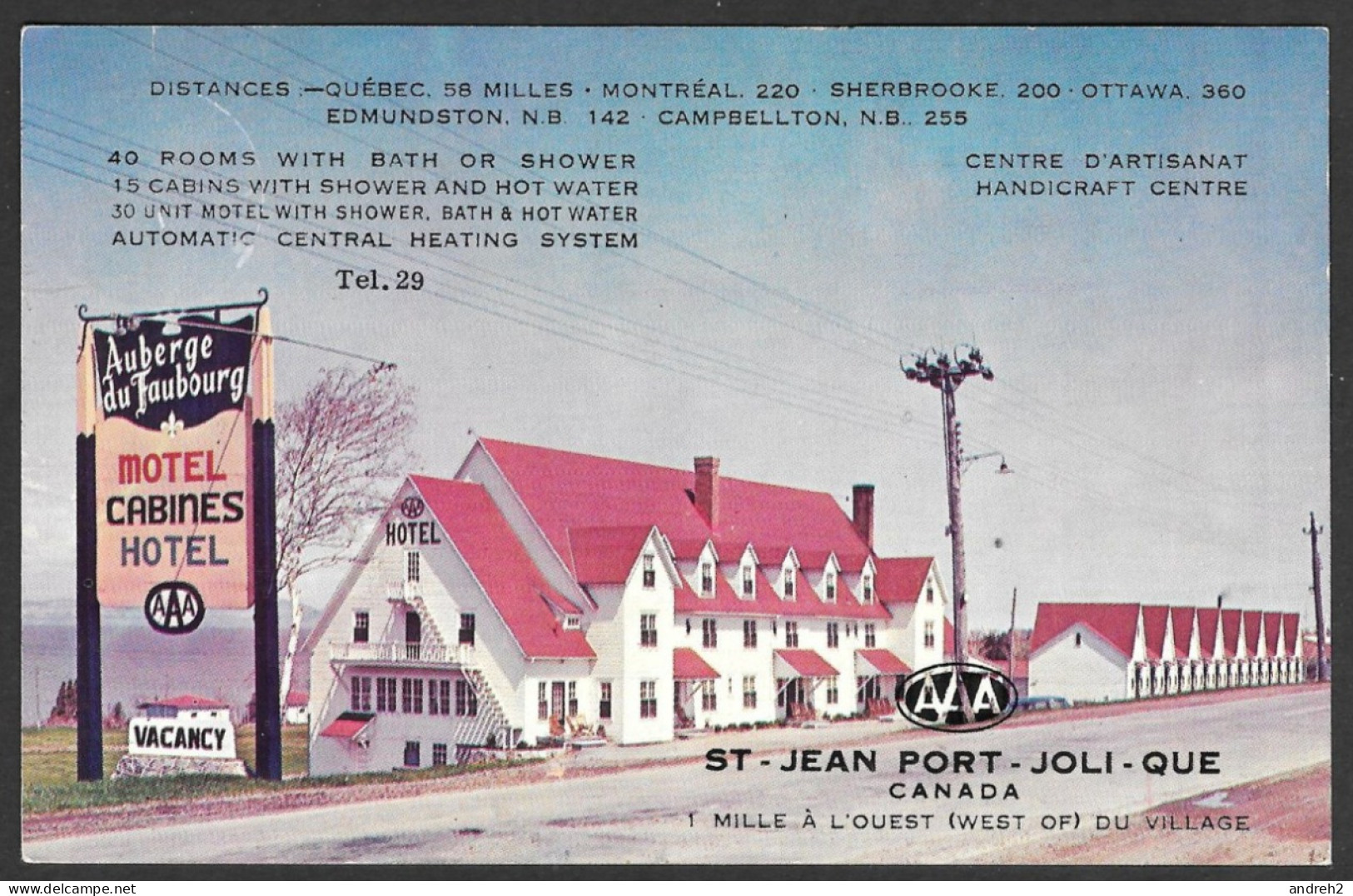 St Jean Port Joli  Québec - Oblitérée 1959 - Auberge Du Faubourg - Motel Cabines Hôtel - By Carle's Montréal - Andere & Zonder Classificatie