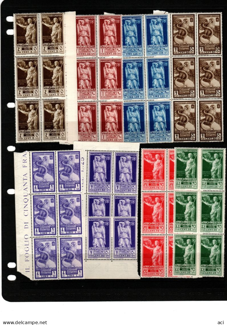 Africa Orientale Italiana S 21-26  1938 Virgil Birth Bimillenary 6 Sets ,mint Never Hinged - Africa Orientale Italiana