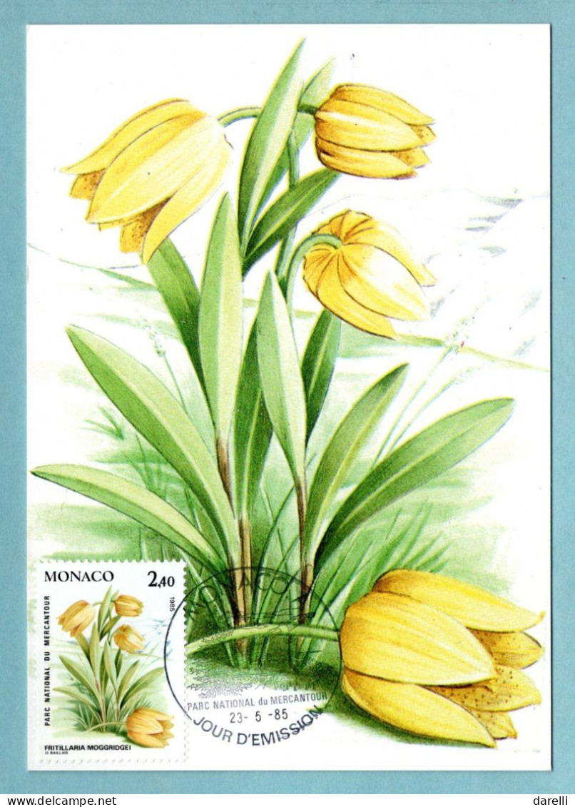 Carte Maximum Monaco 1985 - Plantes Du Parc National Du Mercantour - YT 1463 - Fritillaria Moggridgei - Cartoline Maximum