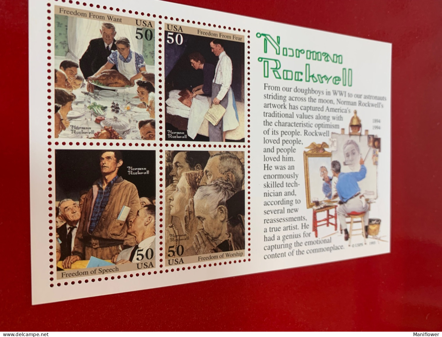 USA Stamp Sheet MNH Norman Rockwell Artwork - Zonder Classificatie