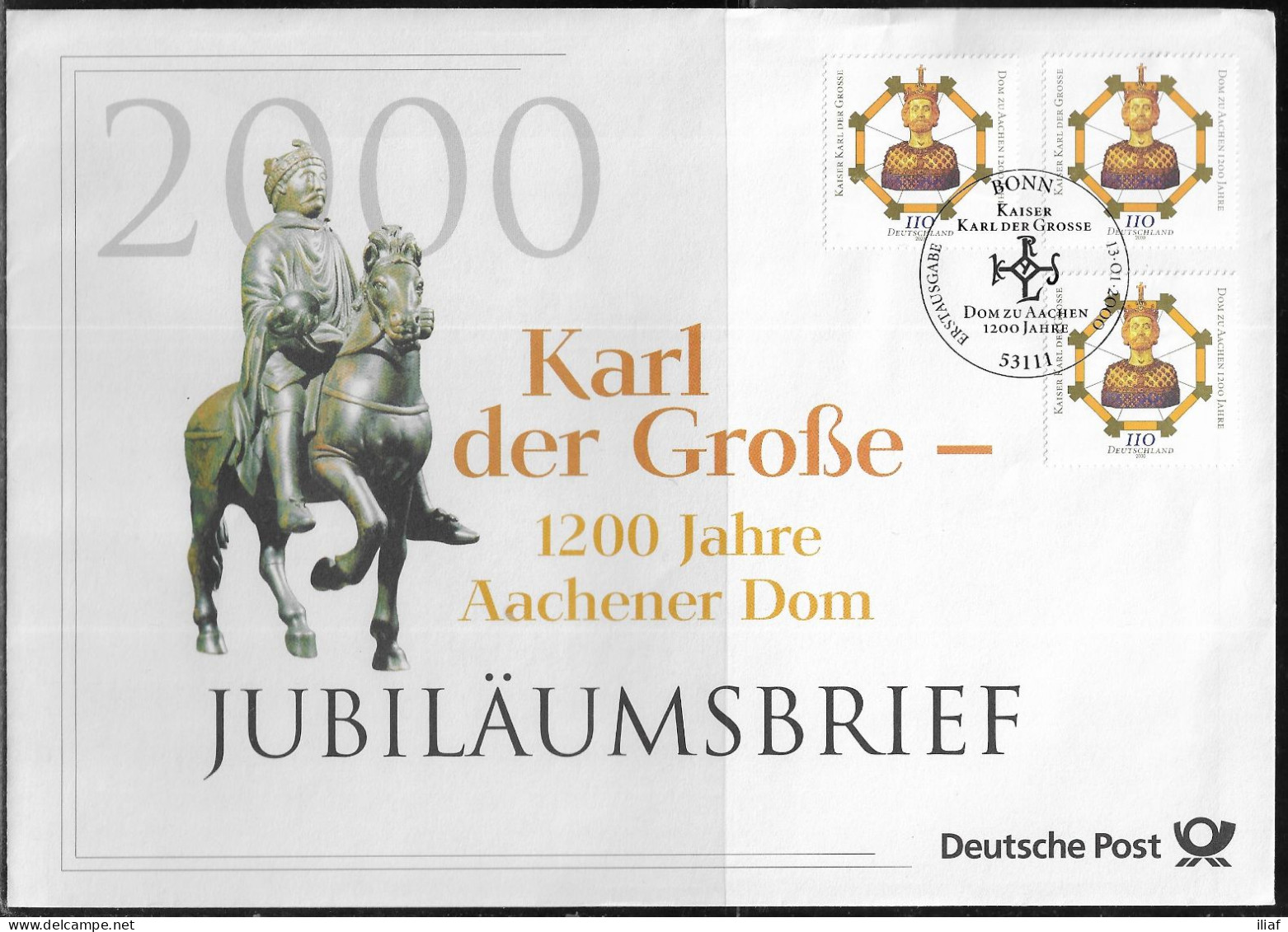 Germany. FDC Mi. 2088.   1200th Anniversary Of Aachen Cathedral. FDC Cancellation On Big Cachet Special Envelope - 1991-2000