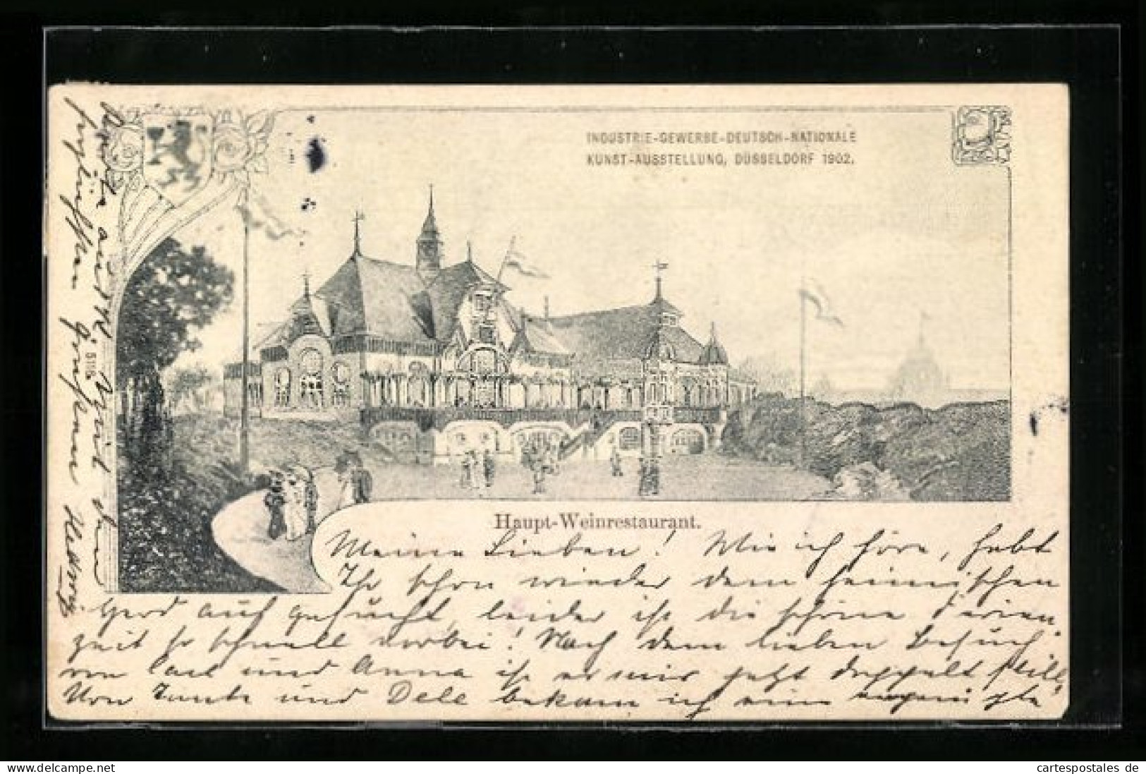 AK Düsseldorf, Industrie-, Gewerbe-, Deutsch- Nationale Kunstausstellung 1902, Haupt-Weinrestaurant  - Expositions