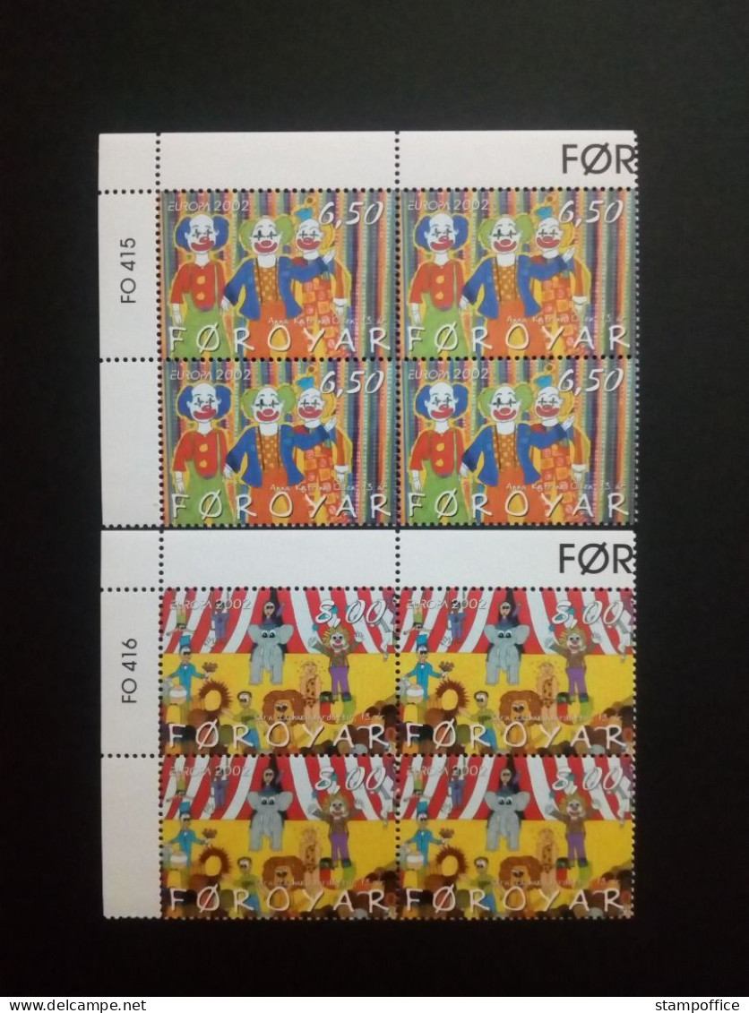 FÄRÖER MI-NR. 423-424 POSTFRISCH(MINT) 4er BLOCK EUROPA 2002 ZIRKUS - 2002