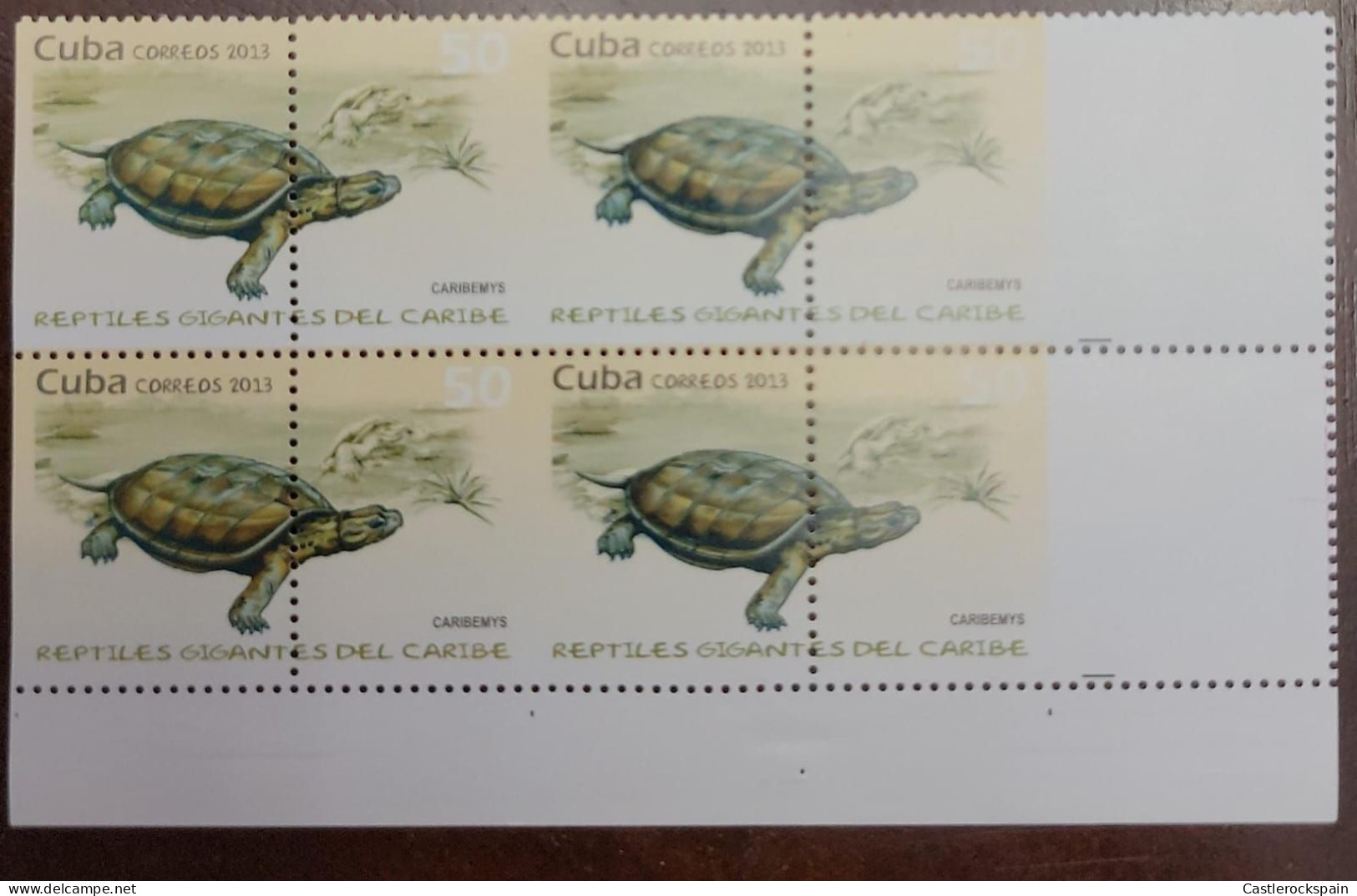 O) 2013 CUBA,  ERROR PERFORATION,  PREHISTORIC ANIMALS - GIGANT REPTILES OF THE CARIBBEAN, TURTLE - TORTOISE,  BLOCK MNH - Other & Unclassified
