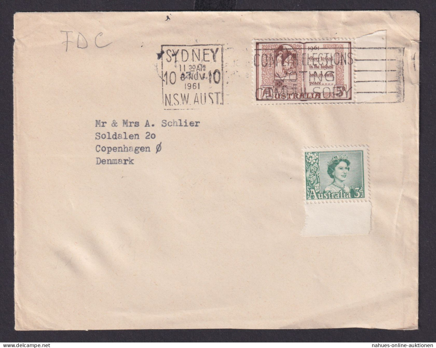 Australien Brief MIF Sydney New South Wales Weihnachten Selt. FDC 8.11.1961 - Colecciones