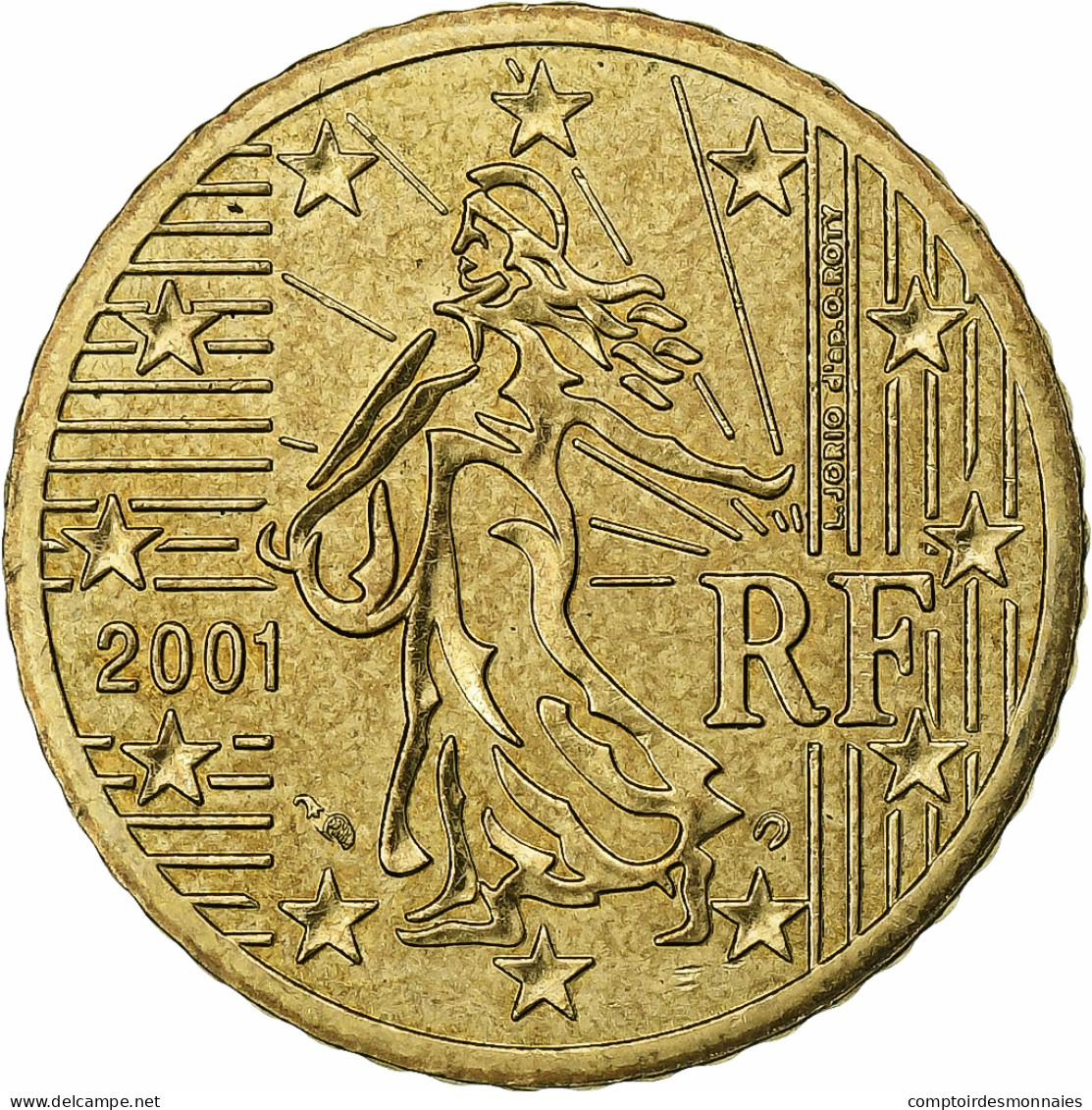 France, 50 Euro Cent, 2001, Paris, SPL+, Laiton, KM:1287 - France