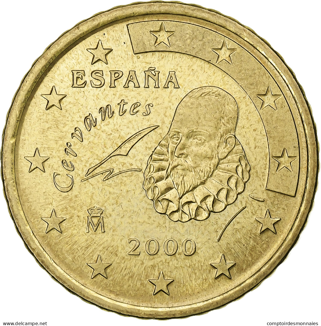 Espagne, Juan Carlos I, 50 Euro Cent, 2000, Madrid, SUP, Laiton, KM:1045 - España