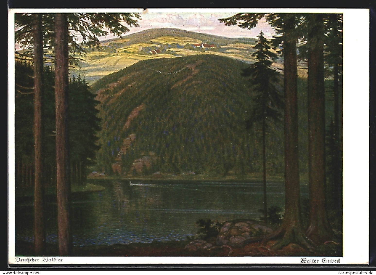 Künstler-AK Walter Einbeck: Deutscher Waldsee, Idyllisches Landschaftsbild  - Einbeck, Walter