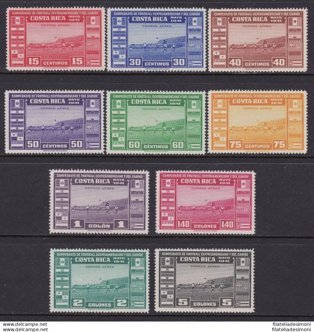 1941 COSTARICA, Yv PA 54/63  Calcio 10 Valori  MLH/* - Autres - Amérique