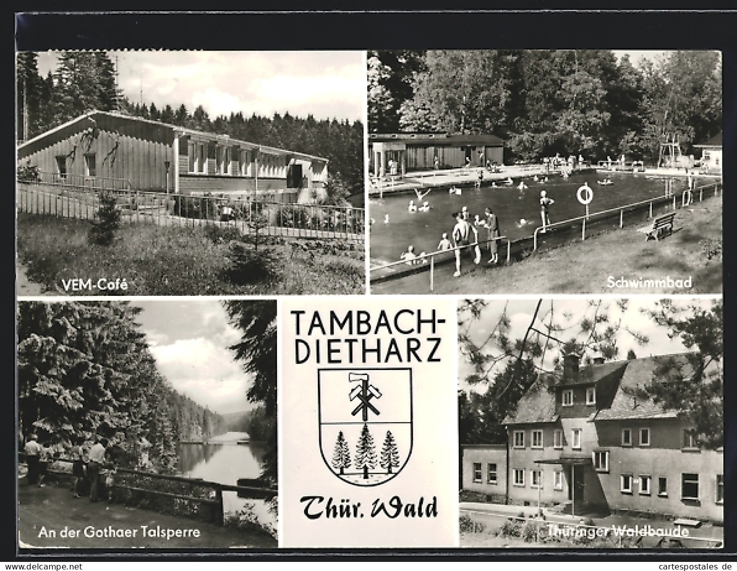 AK Tambach-Dietharz /Thür. Wald, VEM-Cafe, Thüringer Waldbaude, Schwimmbad  - Tambach-Dietharz