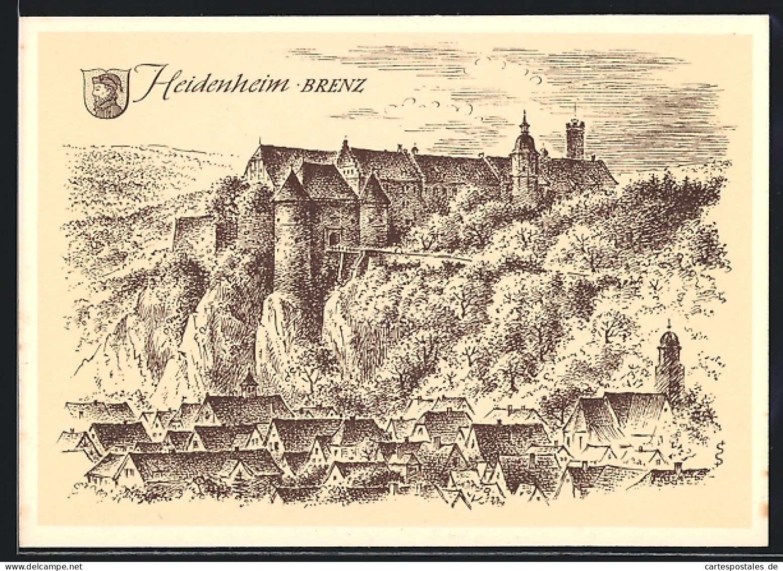 Künstler-AK Heidenheim A. D. Brenz, Ortsansicht Mit Schloss  - Heidenheim