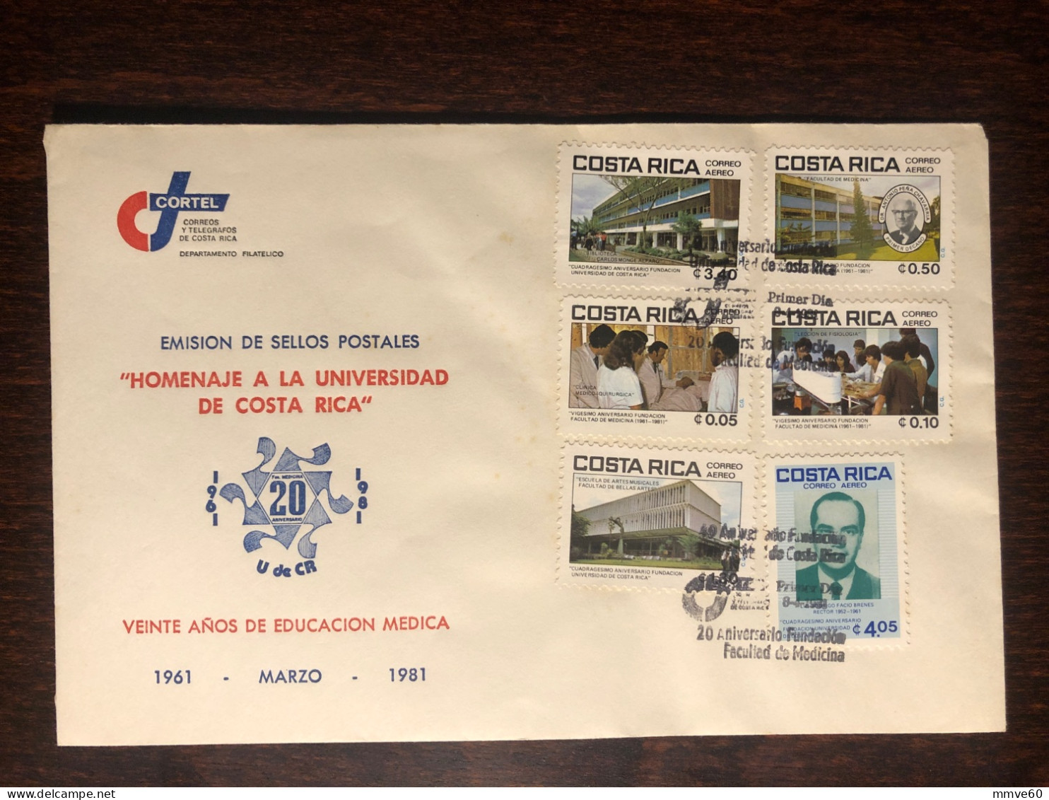 COSTA RICA  FDC COVER 1981 YEAR HOSPITAL MEDICAL SCHOOL HEALTH MEDICINE STAMPS - Costa Rica